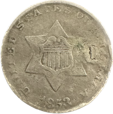 USA 3 Cents 1853 G-4 Damaged Coin