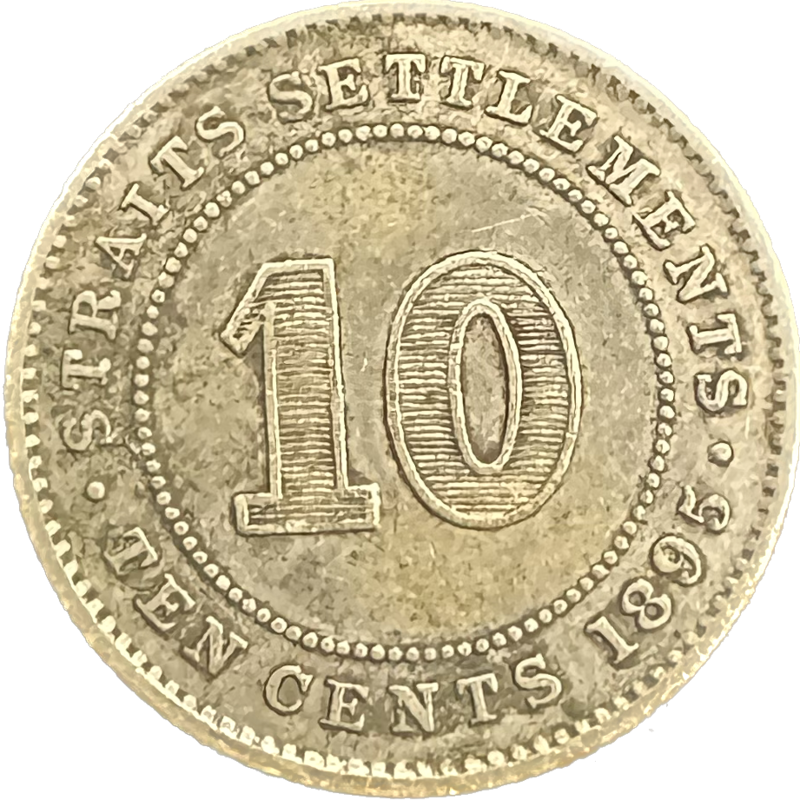 Strait Settlements 10 Cents 1895 Coin