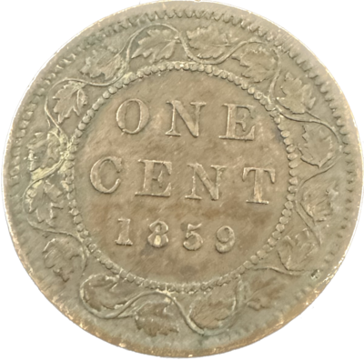 Canada 1 Cent 1859 F-15 Coin