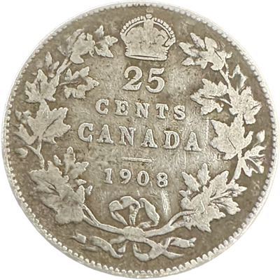 Canada 25 Cents 1908 VG-8 Coin
