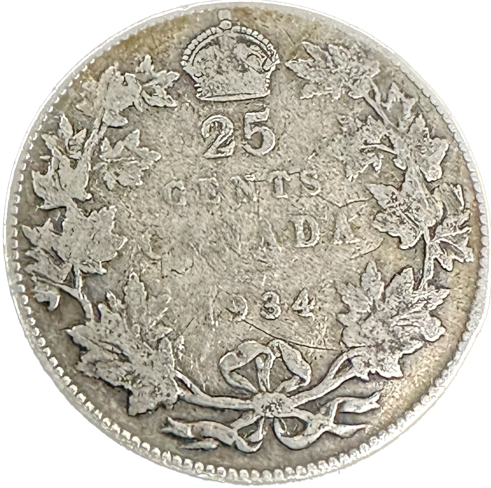 Canada 25 Cents 1934 VG-8 Coin
