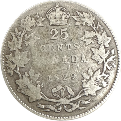 Canada 25 Cents 1929 VG-6 Coin