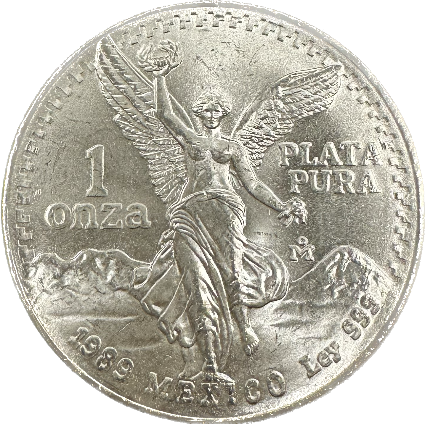 Mexico 1 oz Silver Libertad 1989 No Dot Silver Coin
