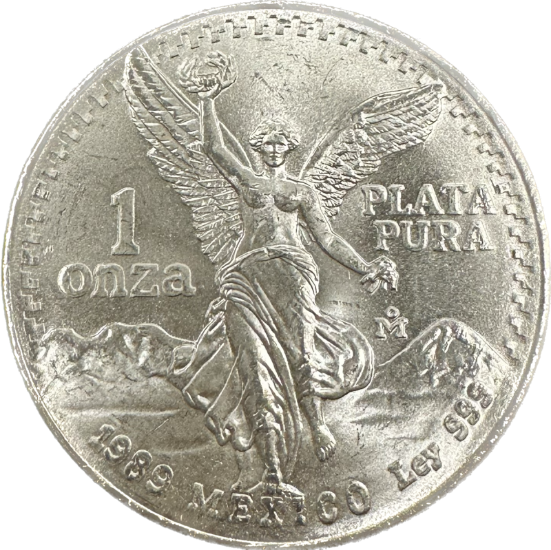 Mexico 1 oz Silver Libertad 1989 No Dot Silver Coin