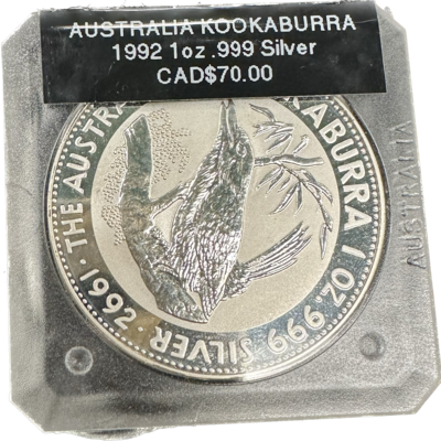 Australia Kookaburra 1 Dollar 1oz .999 Silver 1992 Silver Coin