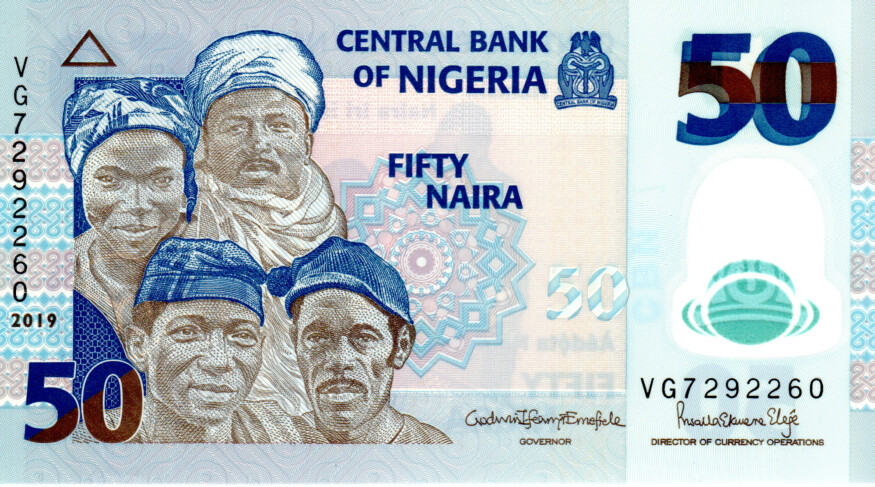 Nigeria 50 Naira 2019 UNC with counting fold Polymer banknote P-40 Prefix VG Paper Money