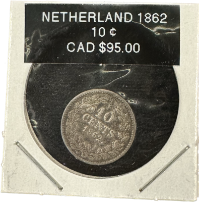 Netherlands 10 Cents 1862 Coin