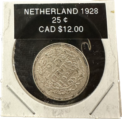 Netherlands 25 Cents 1928 Coin