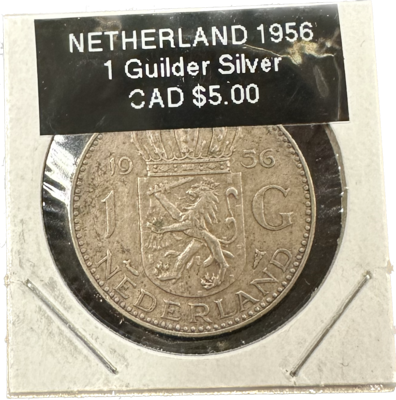 Netherlands 1 Guilder 1956 Silver Coin