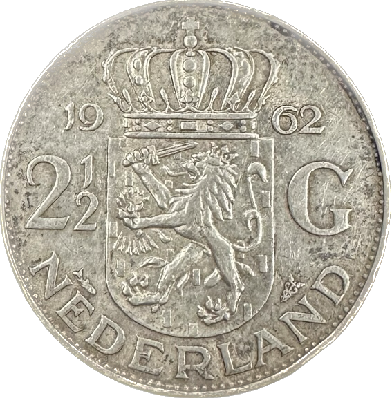 Netherlands 2 1/2 Guilder 1967 Silver Coin