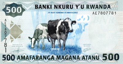 Rwanda 500 Francs 2013 UNC Bankntote P-38 Prefix AE Paper Money