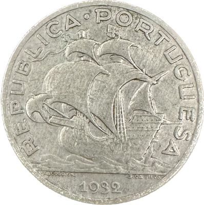 Portugal 10 Escudos 1932 12.5gr 83.5% 0.3356 ASW Silver Coin