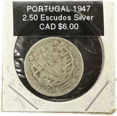 Portugal 2.50 Escudos 1947 Silver Coin
