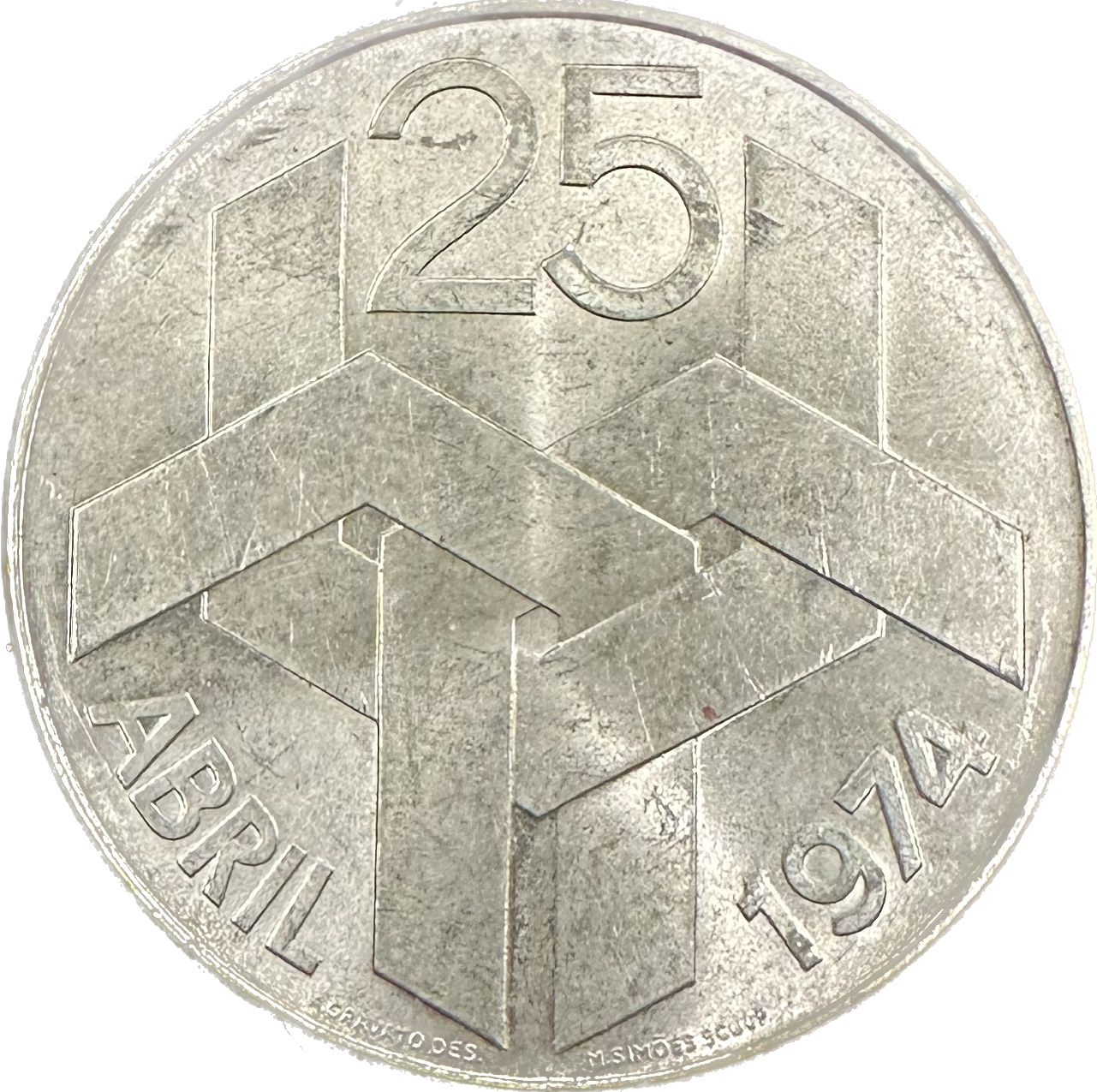 Portugal 250 Escudos 1974 KM-604 25gr 68% 0.5466oz ASW Coin