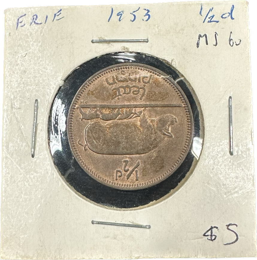 Ireland 1/2 Penny 1953 MS-60 Coin