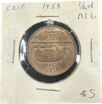 Ireland 1/2 Penny 1953 MS-60 Coin