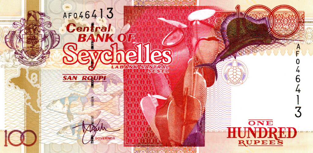 Seychelles 100 Rupees ND(2001) UNC Banknote P-40a Prefix AF Purple Weber Sig. Paper Money