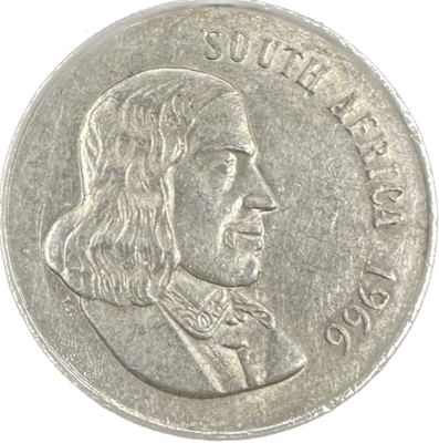 South Africa 1 Rand 1966 15gr 80% 0.3858oz ASW Silver Coin