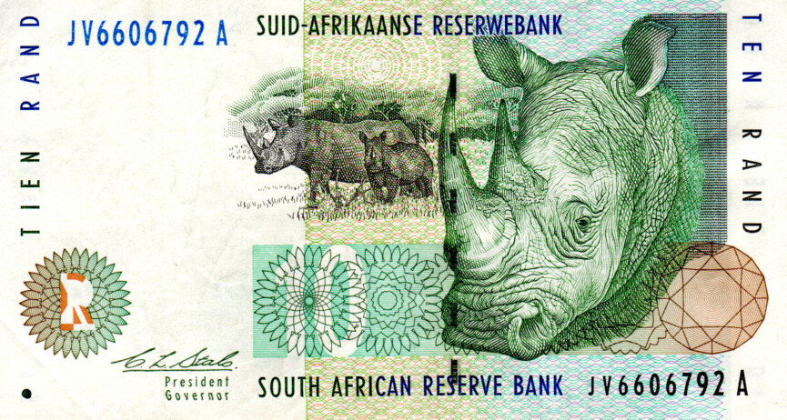 South Africa 10 Rand ND(1993) VF+ Banknote P-123a Prefix JV Stals Sig. Paper Money