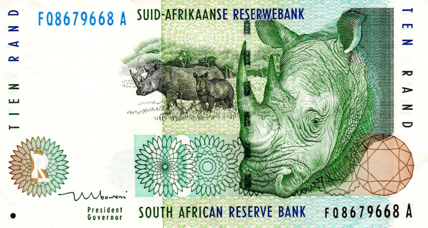 South Africa 10 Rand ND(1999) aXF Banknote P-123b Prefix FQ Mboweni Sig. Paper Money