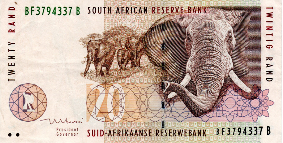 South Africa 20 Rand ND(1999) VF+ Banknote P-124b Prefix BF Mboweni Sig. Paper Money