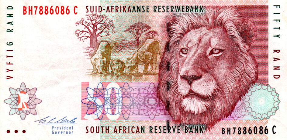 South Africa 50 Rand ND(1992) VF+ Banknote P-125b Prefix BH Stals Sig. Paper Money