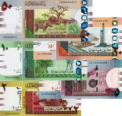 Sudan Set 2-5-10-20-50 Pounds 2011-17 UNC Banknote Paper Money