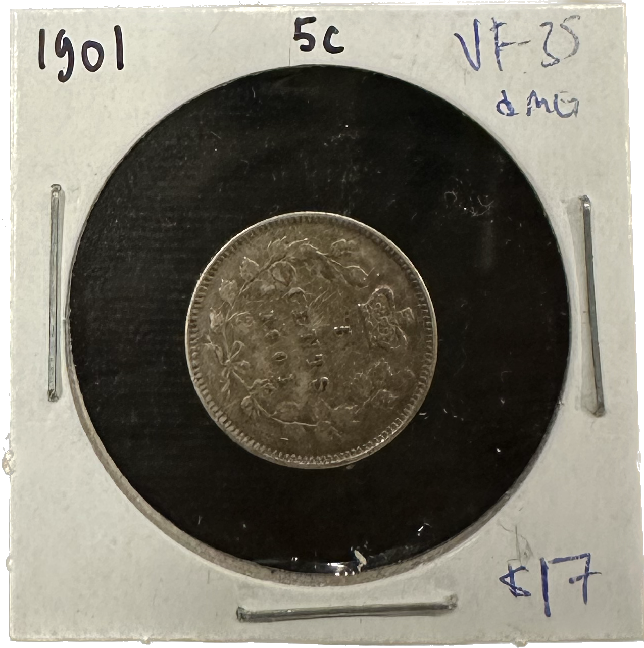 Canada 5 Cents 1901 VF-35 Coin