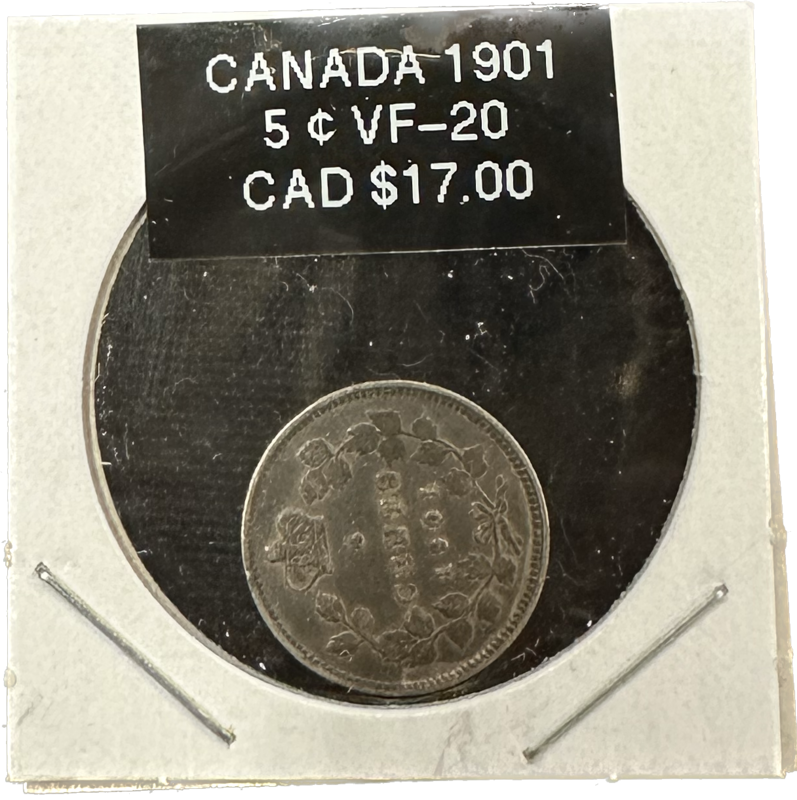 Canada 5 Cents 1901 VF-20 Coin