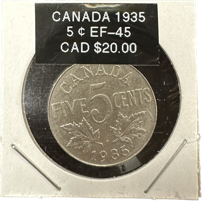 Canada 5 Cents 1935 EF-45 Coin