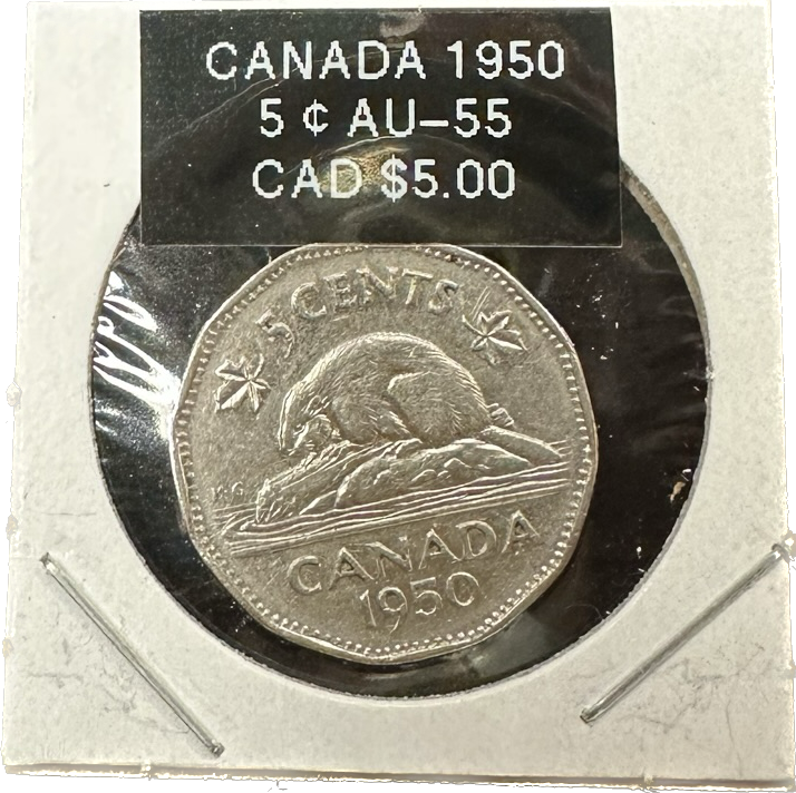 Canada 5 Cents 1950 AU-55 Coin