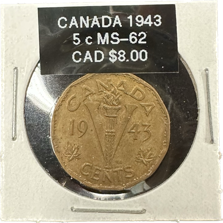 Canada 5 Cents 1943 MS-62 Coin