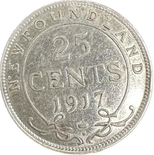 Newfoundland 25 Cents 1917C EF-45 George V Coin