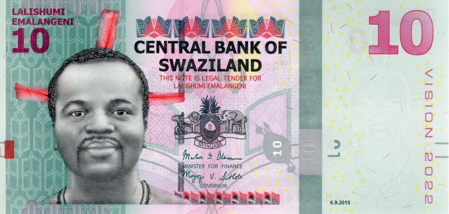 Swaziland 10 Emalangeni 2015 UNC Banknote P-41 Prefix AB Tyvek Paper Money