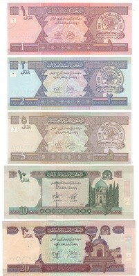 AFGHANISTAN SET 1 - 20 Afghanis Mix Date UNC Banknotes Paper Money