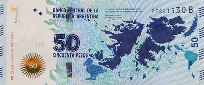 ARGENTINA 50 PESOS ND 2015 P-362 Suffix B Banknotes Paper Money