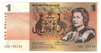AUSTRALIA $1 Dollar XF Banknote (1976) P-42b1 Knight-Wheeler Sign Prefix CED