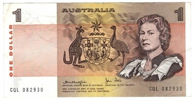 AUSTRALIA $1 Dollar VF/XF Banknote (1979) P-42c Knight-Stone Sign Prefix CQL