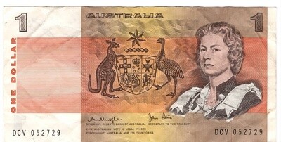AUSTRALIA $1 Dollar VF Banknote (1979) P-42c Knight-Stone Sign Prefix DCV