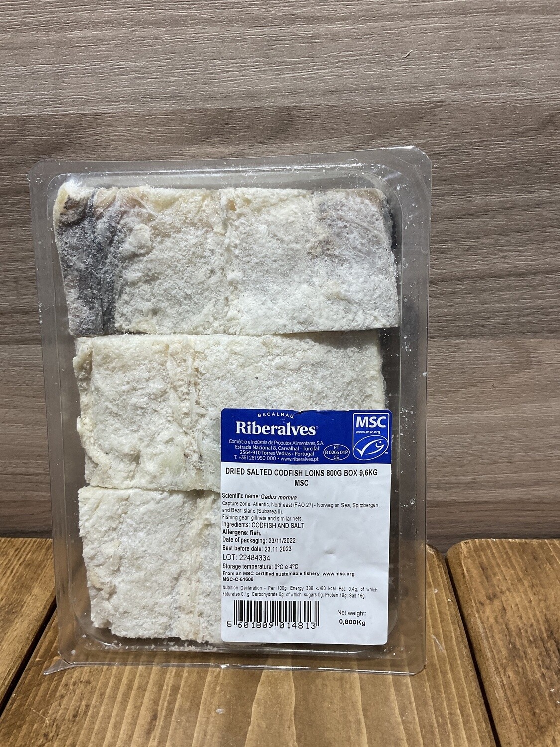 Dried Salted Codfish Loins 800g Riberalves