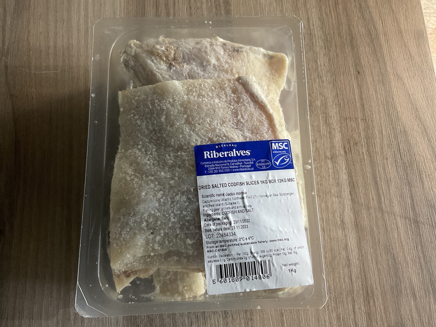 Dried Salted Codfish Slices 1kg Riberalves
