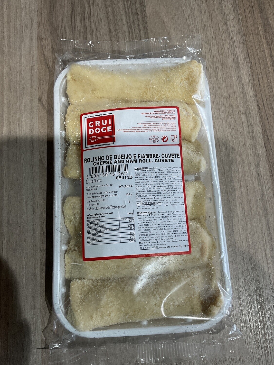 Rolinho de Queijo e Fiambre 450g