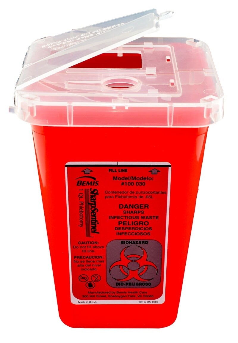 Collecteur pour déchets bio-médicaux 1L Rouge