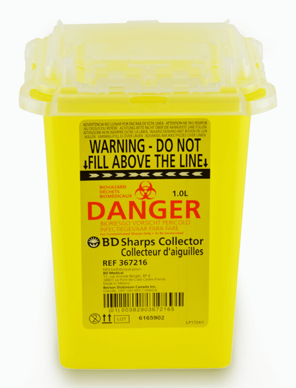 Collecteur pour déchets bio-médicaux 1L Rabat supérieur couleur jaune