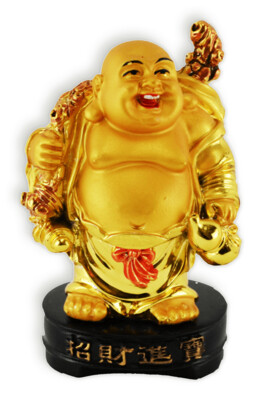 Lucky Bouddha Or avec son sac de trésor