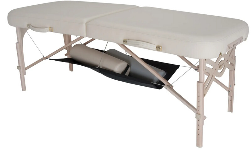 Hamac en tissu noir sous la table de massage d&#39;EarthLite