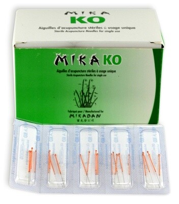 Aiguilles acupuncture Mikako Style Chinois 5 aiguilles/1 mandrin, 500 aiguilles/bte
