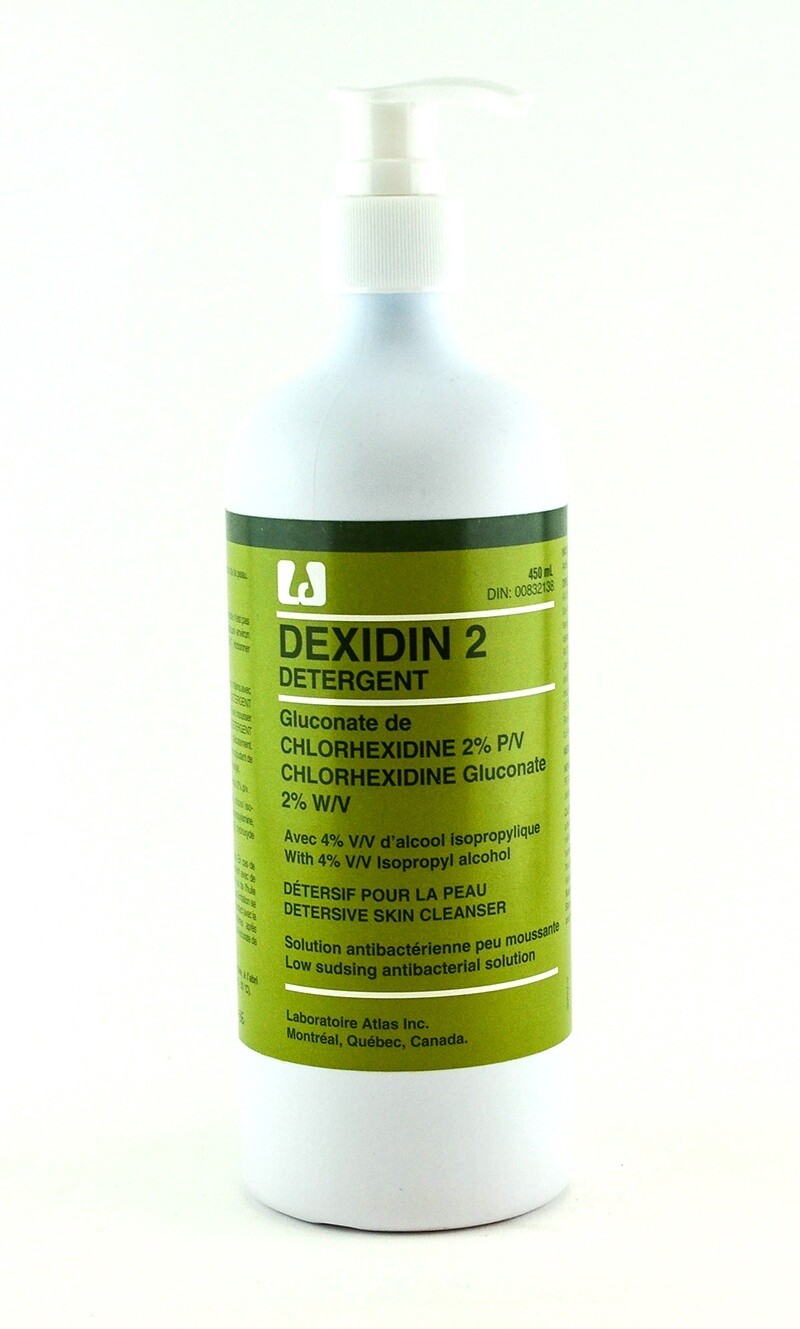 Dexidin 2, savon pour les mains, 2 % Chlorexidine,, Format: 450ml Exp 01/27 lot 58RG