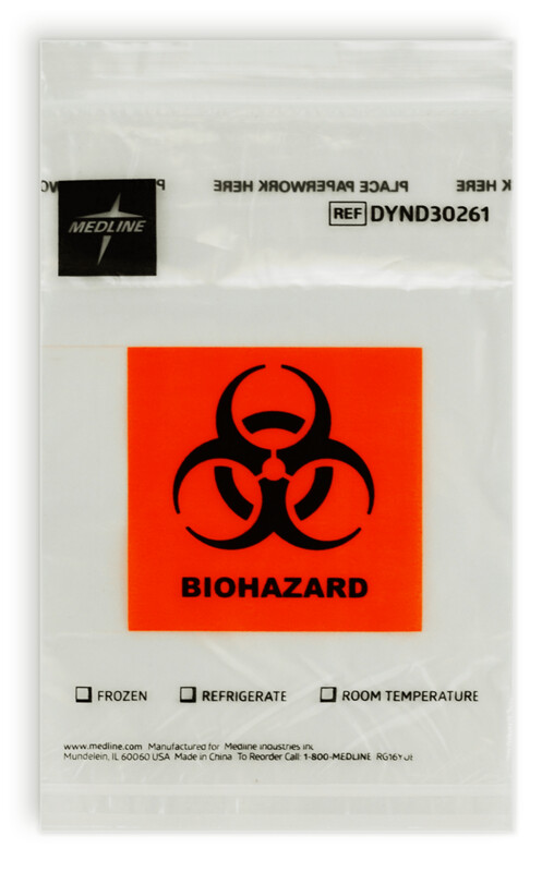 Sac Biohazard pour déchets bio-médicaux, Format: 6&#39;&#39;X9&#39;&#39;     (15x22,5cm) 100/pqt