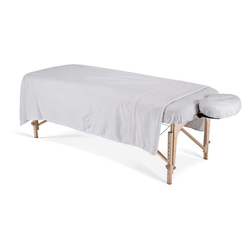 Draps microfibre blanc EarthLite, ensemble (contour, plat, couvre appui-tête)